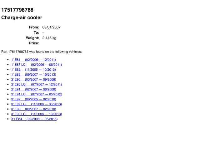 bontott BMW X1 Intercooler