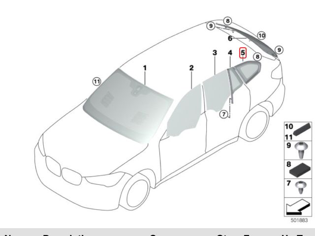 bontott BMW X1 Jobb C Oszlop Oldalablak Üveg