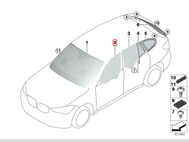 bontott BMW X1 Jobb első Ablak