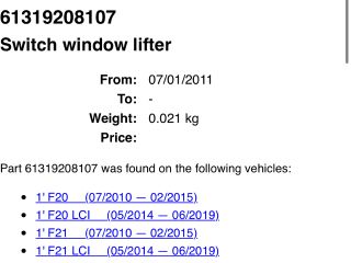 bontott BMW X1 Jobb első Ablakemelő Kapcsoló