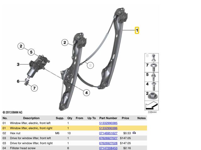bontott BMW X1 Jobb első Ablakemelő Szerkezet (Elektromos)