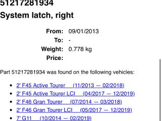 bontott BMW X1 Jobb első Ajtózár