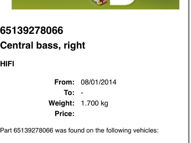 bontott BMW X1 Jobb első Hangszóró