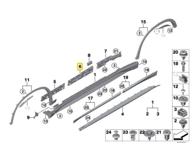 bontott BMW X1 Jobb első Küszöb Tartó