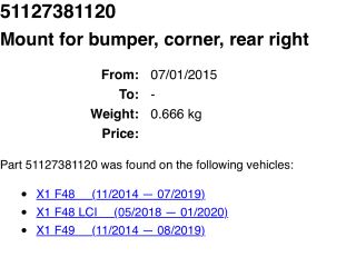 bontott BMW X1 Jobb első Oldal Lökhárító Tartó (Műanyag)