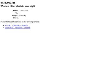 bontott BMW X1 Jobb hátsó Ablakemelő Szerkezet (Elektromos)