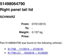 bontott BMW X1 Jobb hátsó Csomagtér Burkolat (Műanyag)