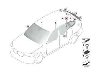 bontott BMW X1 Jobb hátsó Fixüveg (Ajtóban)