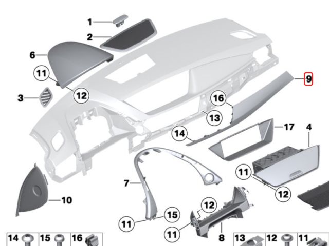 bontott BMW X1 Jobb Műszerfal Díszléc