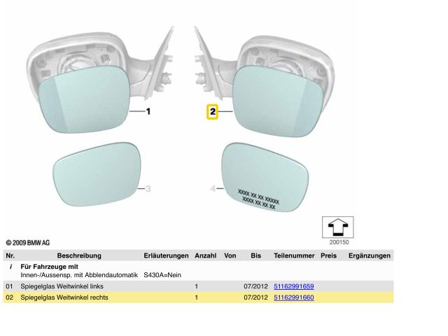 bontott BMW X1 Jobb Tükörlap