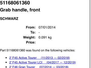 bontott BMW X1 Kapaszkodó (Felső) Szett