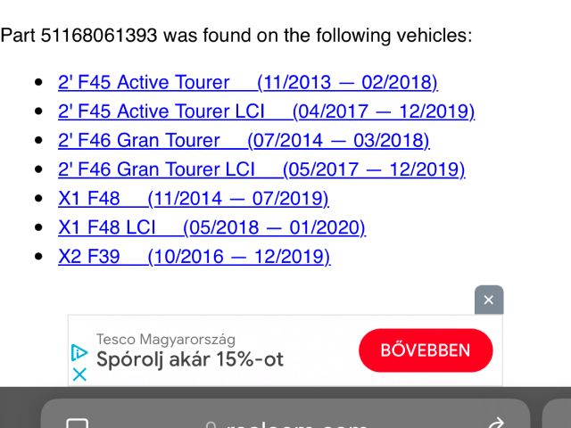 bontott BMW X1 Kapaszkodó (Felső) Szett