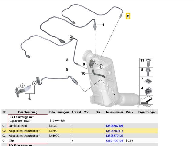 bontott BMW X1 Kipufogó Hőmérséklet Érzékelő