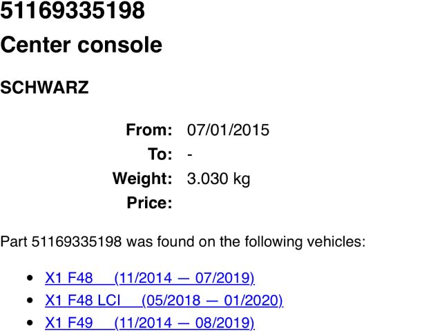 bontott BMW X1 Középkonzol Keret