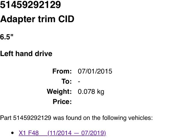 bontott BMW X1 Középkonzol Keret