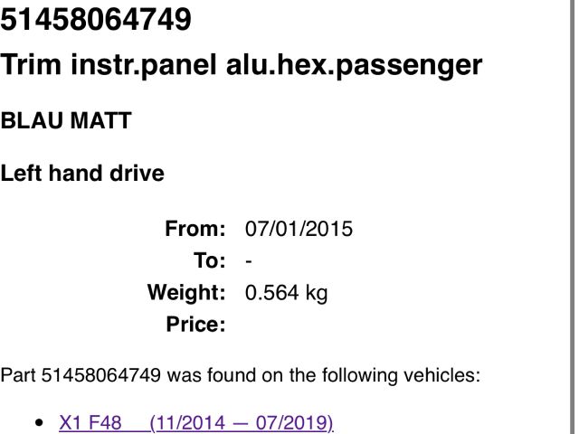 bontott BMW X1 Középső Műszerfal Díszléc