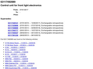 bontott BMW X1 LED Trafó