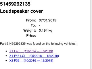 bontott BMW X1 Műszerfal Középső Hangszóró Burkolat