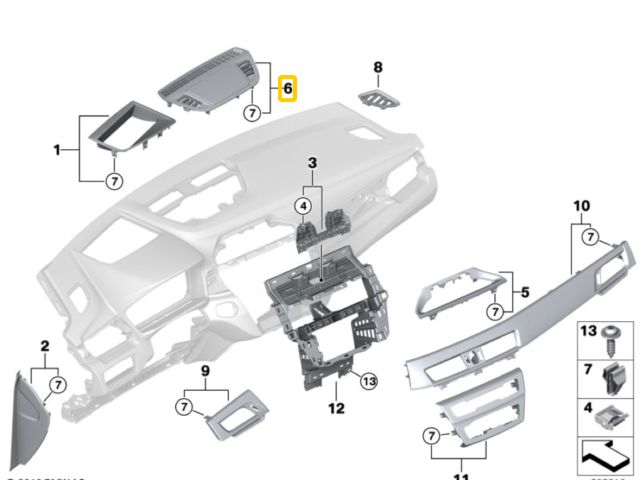 bontott BMW X1 Műszerfal Középső Hangszóró Burkolat