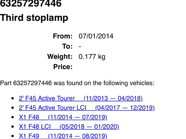 bontott BMW X1 Pótféklámpa