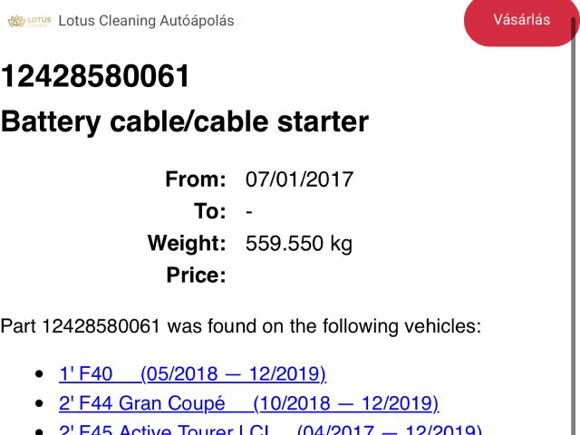 bontott BMW X1 Pozitív Kábel