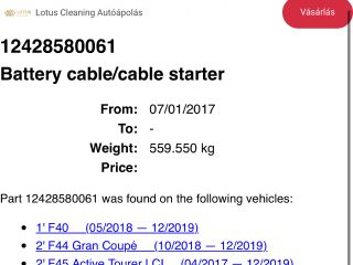 bontott BMW X1 Pozitív Kábel