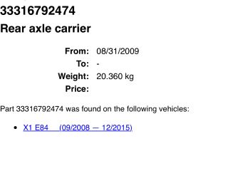 bontott BMW X1 Hátsó Futómű (Részeivel)