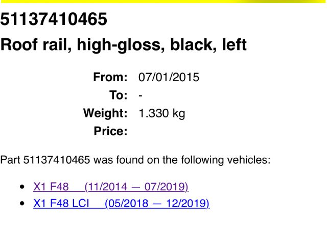 bontott BMW X1 Tetősín Pár