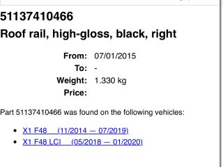 bontott BMW X1 Tetősín Pár