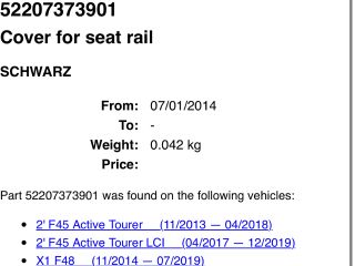 bontott BMW X1 Ülés Rögzítő Takaró