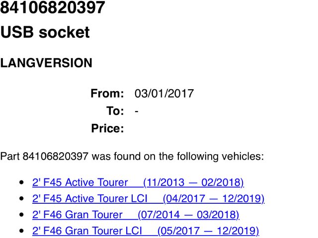 bontott BMW X1 USB Aljzat