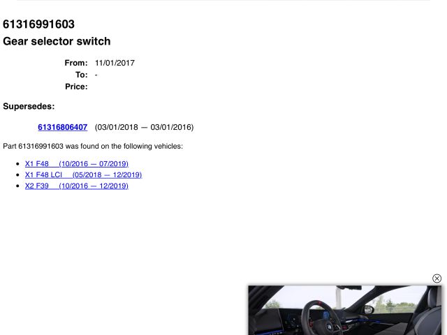 bontott BMW X1 Automata Váltókar