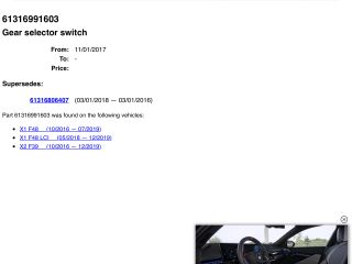 bontott BMW X1 Automata Váltókar