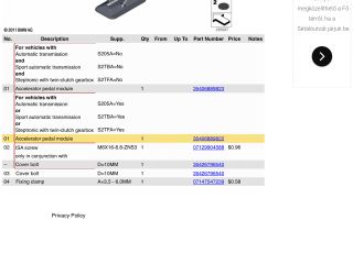 bontott BMW X1 Gázpedál (Elektromos)