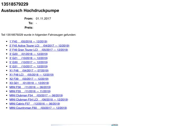 bontott BMW X1 Nagynyomású Szivattyú