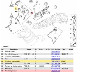 bontott BMW X1 Kipufogó Nyomásérzékelő