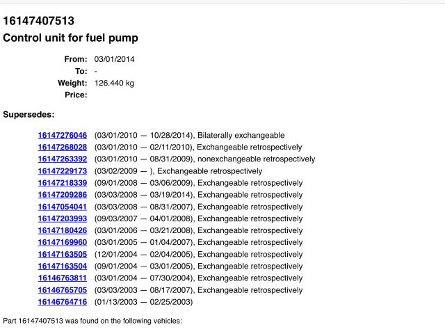 bontott BMW X1 Üzemanyag Szivattyú Relé