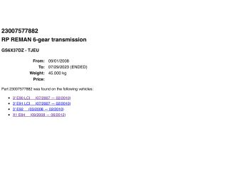 bontott BMW X1 Váltó (Mechanikus)