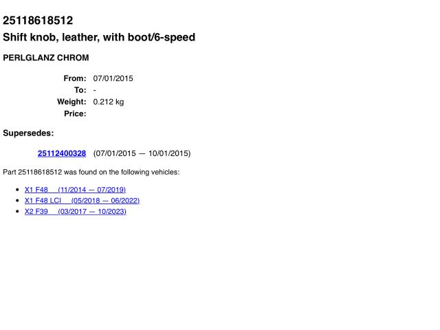 bontott BMW X1 Váltókar (Mechanikus)