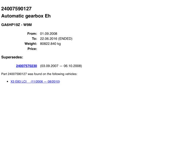 bontott BMW X3 Automata Váltó