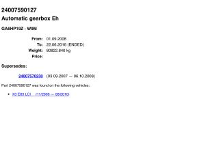 bontott BMW X3 Automata Váltó