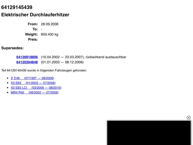 bontott BMW X3 Előfűtő (Elektromos)