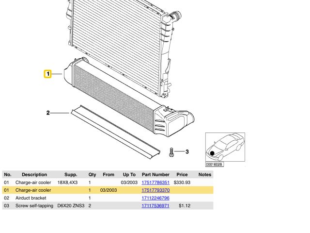 bontott BMW X3 Intercooler