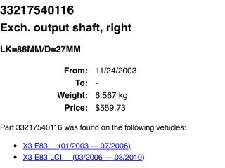 bontott BMW X3 Jobb hátsó Féltengely