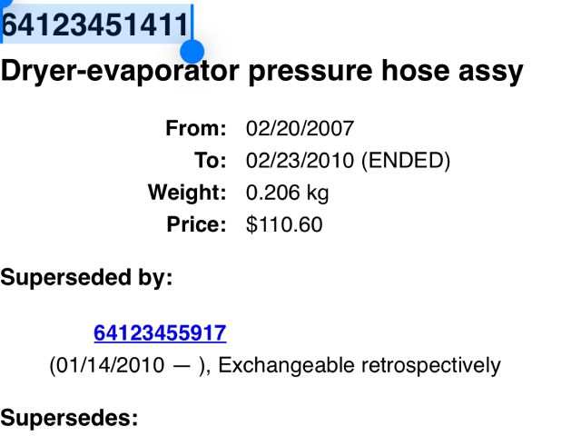 bontott BMW X3 Klíma Cső