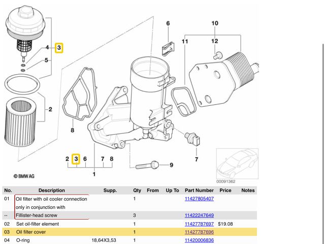 bontott BMW X3 Olajszűrő Kupak