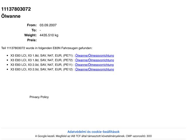 bontott BMW X3 Olajteknő