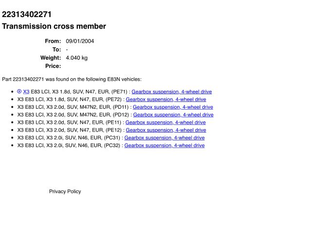 bontott BMW X3 Váltó Tartó Bak (Pozíciófüggetlen)