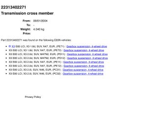 bontott BMW X3 Váltó Tartó Bak (Pozíciófüggetlen)