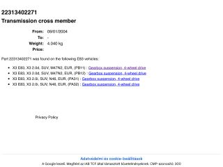 bontott BMW X3 Váltó Tartó Bak (Pozíciófüggetlen)